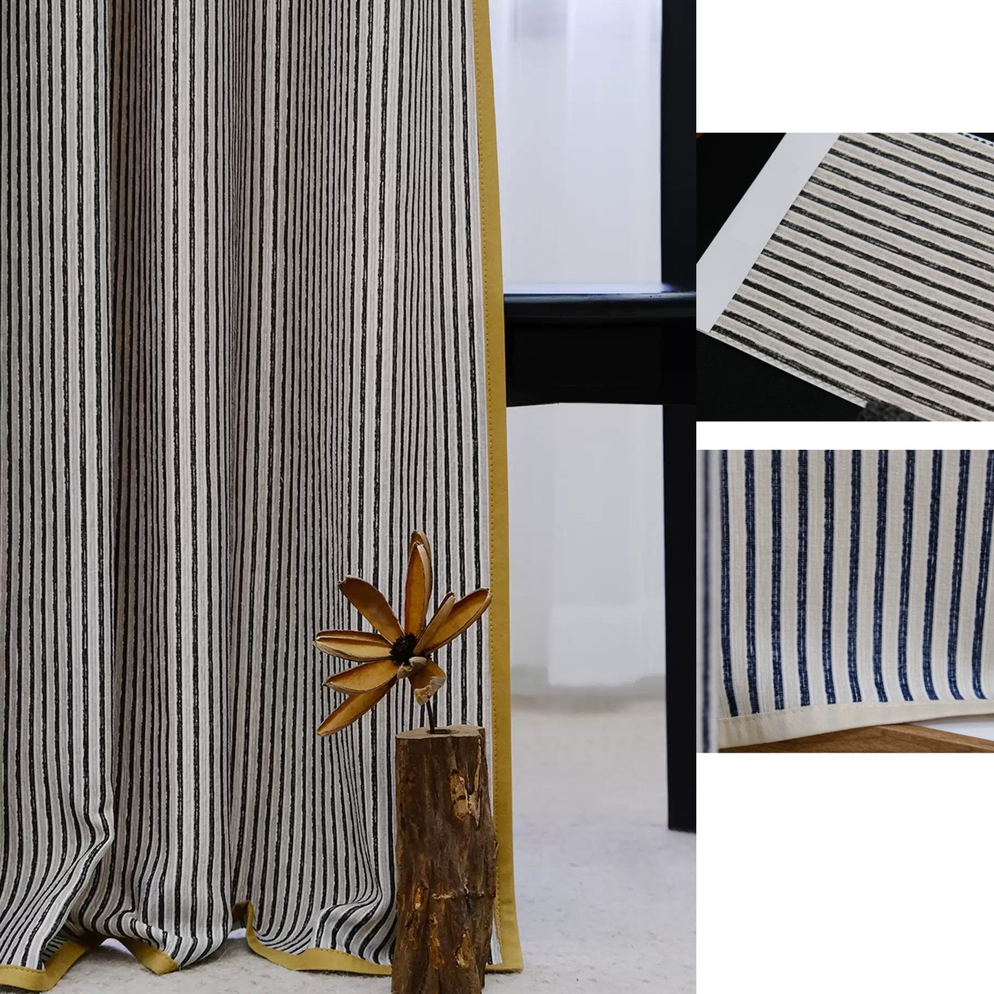 Ticking Stripe Modern Farmhouse Window Curtains Drapery