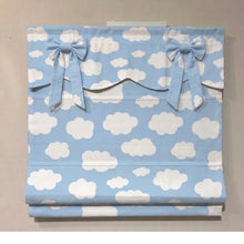 Load image into Gallery viewer, Dreamscape Blue Sky Clouds Ribbon Bows Valance Window Roman Shade
