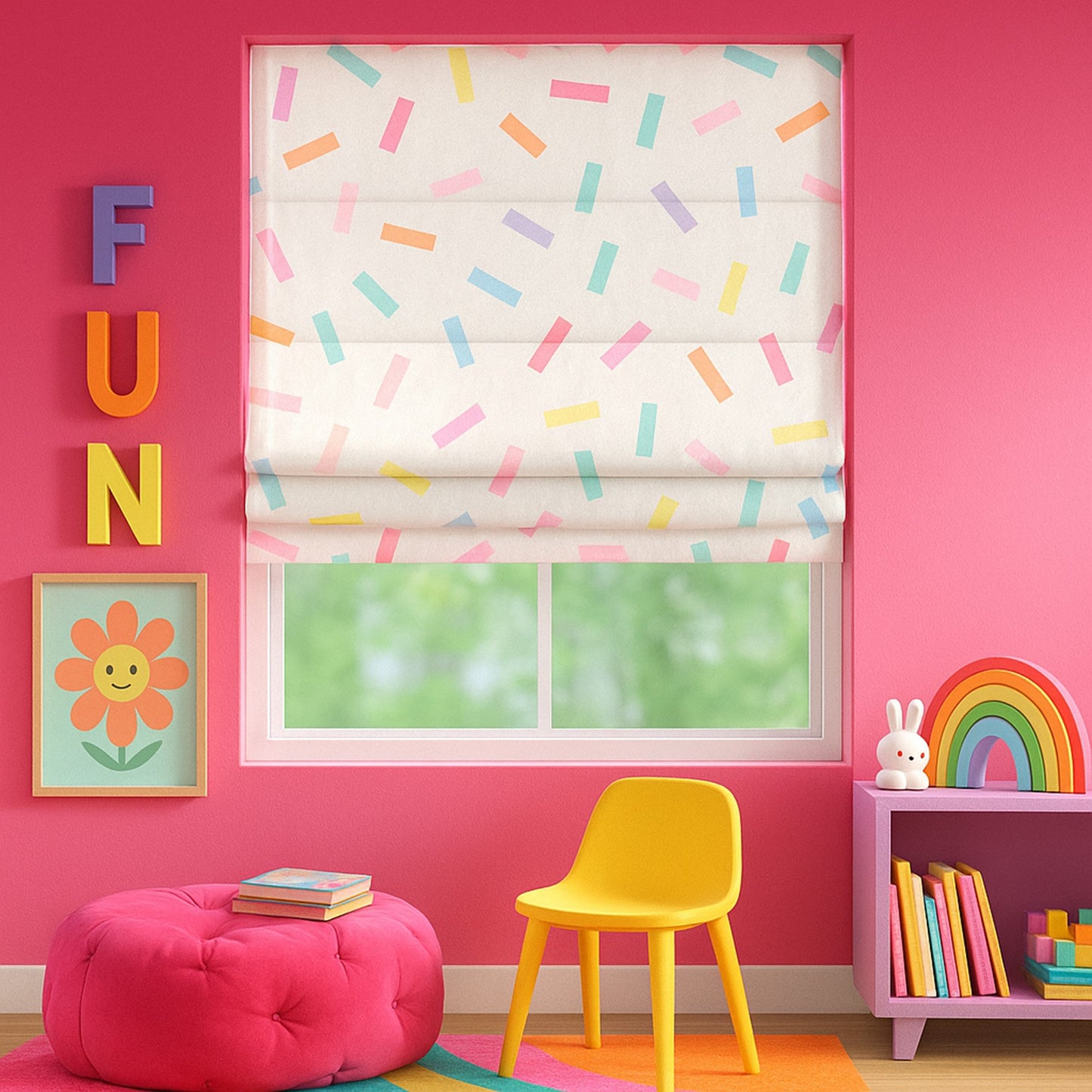 Cheerful Pastel Confetti Window Roman Shade
