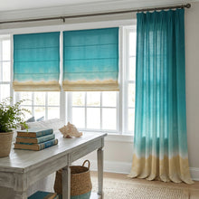 Load image into Gallery viewer, Turquoise Ombre Beach Coastal Window Roman Shades
