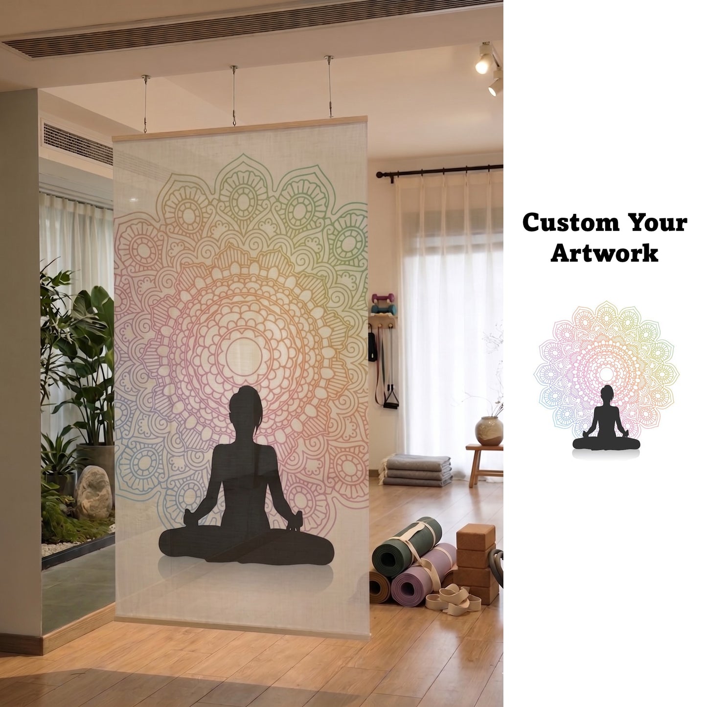 Custom Print Your Artwork Room Divider Doorway Curtain, Entryway Privacy Panel, Shop Partition Screen