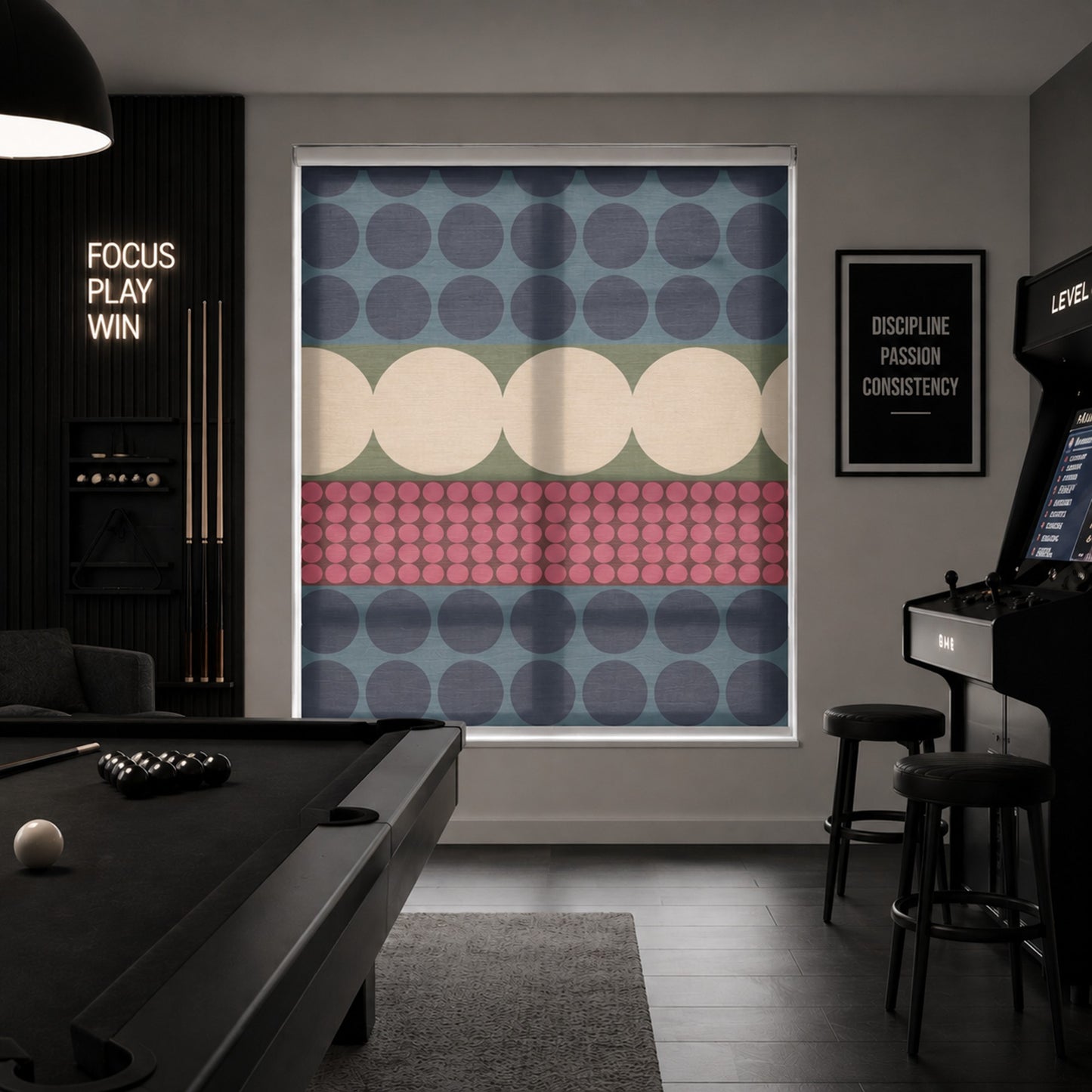 Colorblock Mid Century Bauhaus Inspired Window Roller Shade