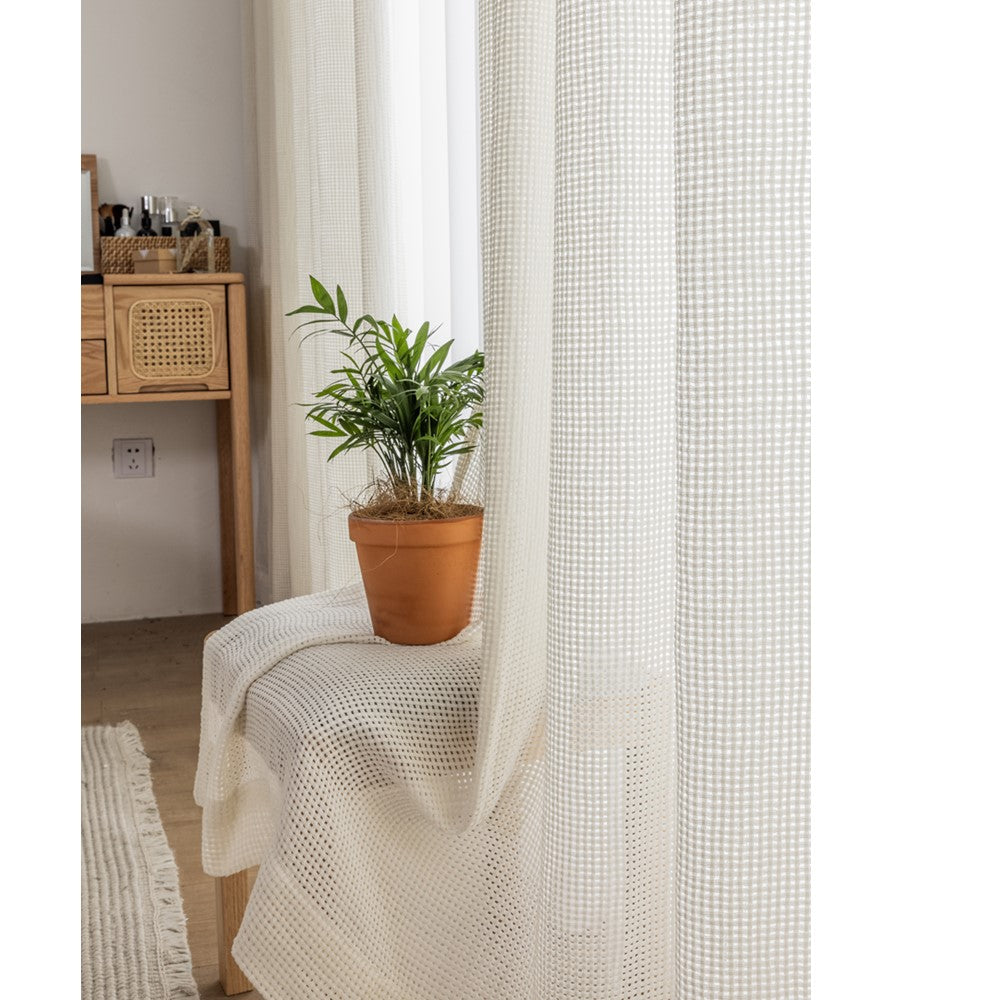Japanese Wabi-Sabi Cream Linen Sheer Curtain Nordic Minimalist Cotton Drapes
