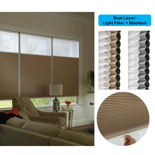 Honeycomb Cellular Cordless Light Filtering Blackout Bottom Up Roller Shades