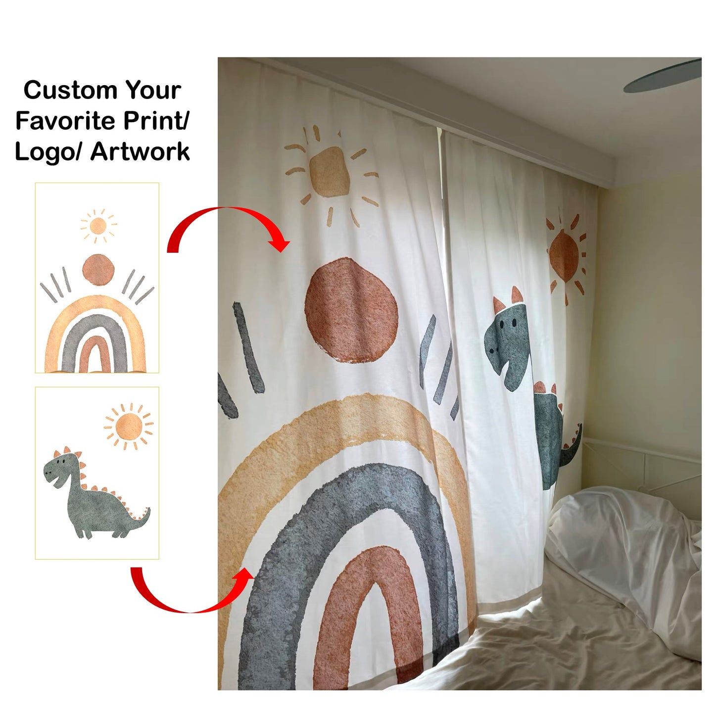Custom Your Image Business Logo Backdrop Window Curtains Drapery