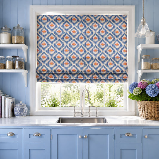 Coastal Ikat Bloom Window Roman Shade