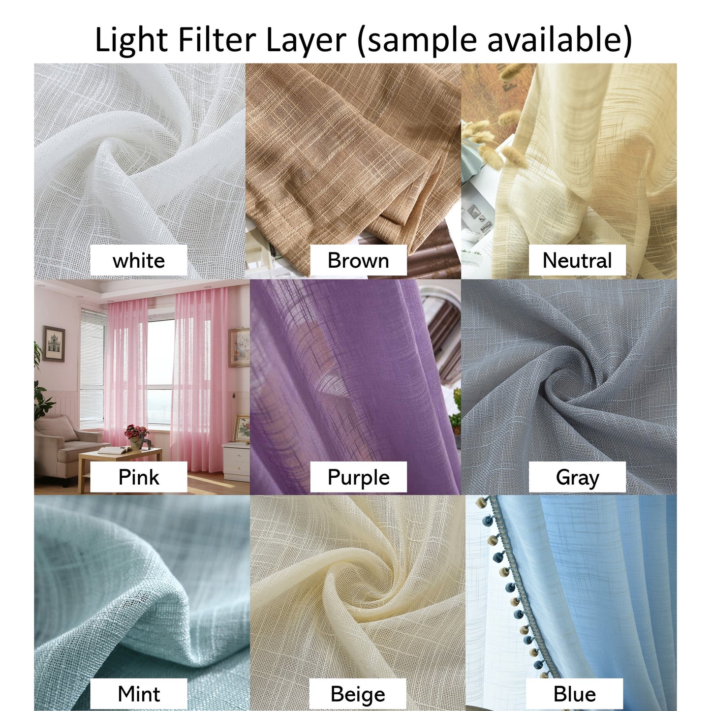 Double Layers Dual Linen Blackout and Light Filter Window Roman Shade