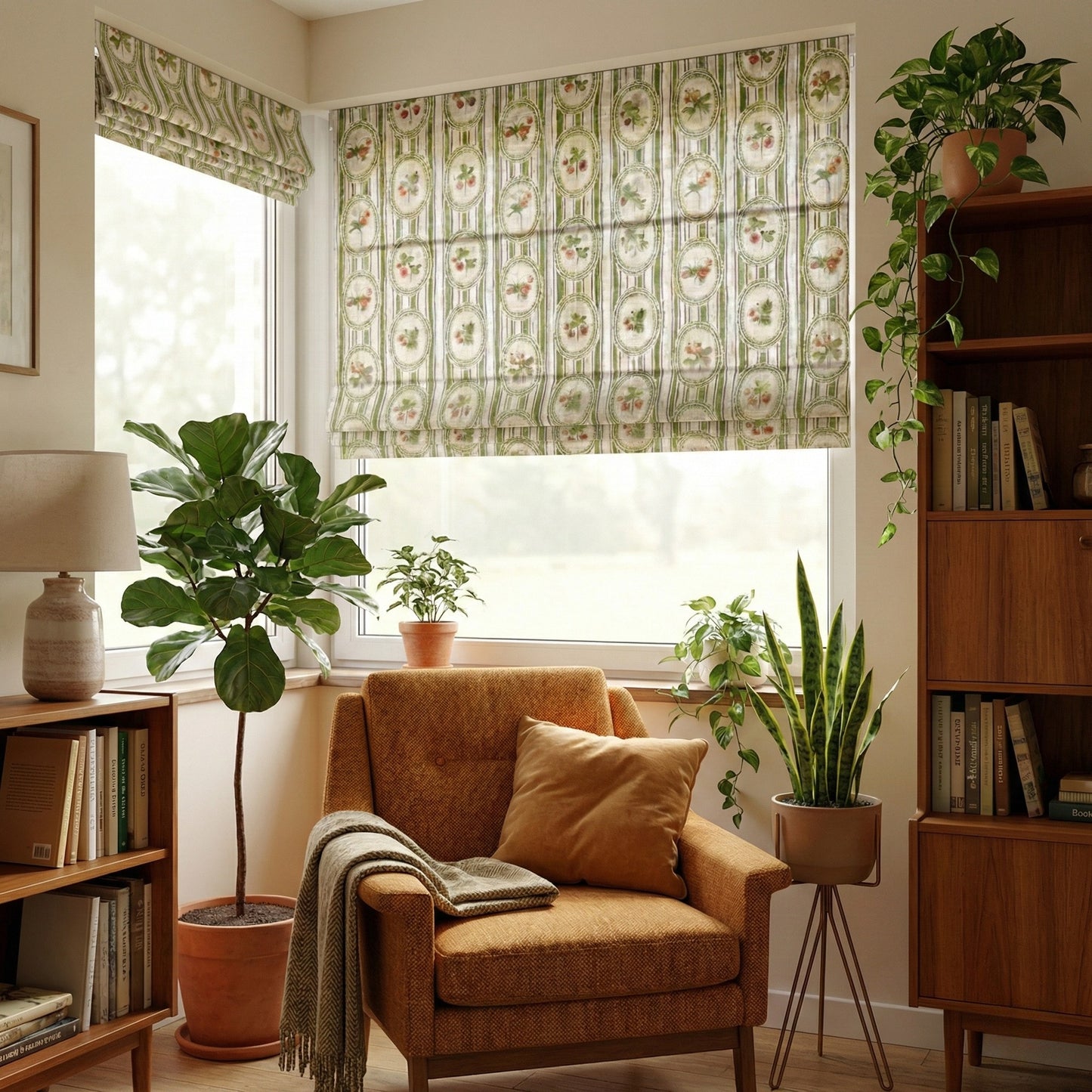 Grandmillennial Vintage Strawberry Shade Window Roman Shade