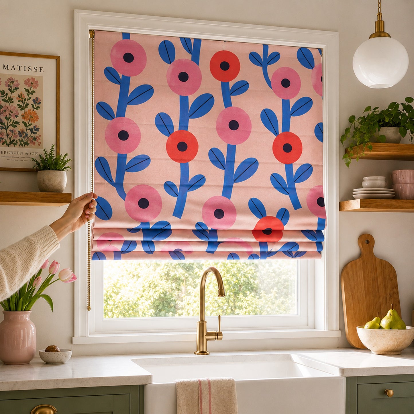 Atomic Flora Mod Bloom Window Roman Shade