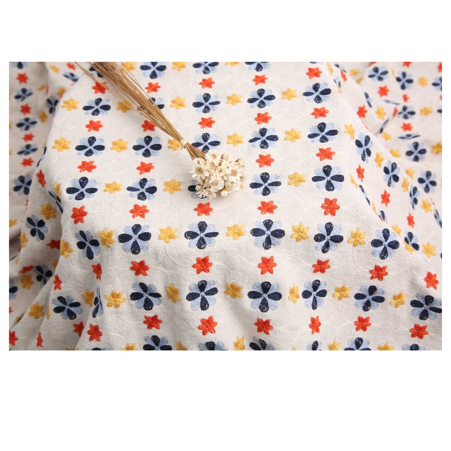 Embroidered Geometric Floral Window Roman Shade