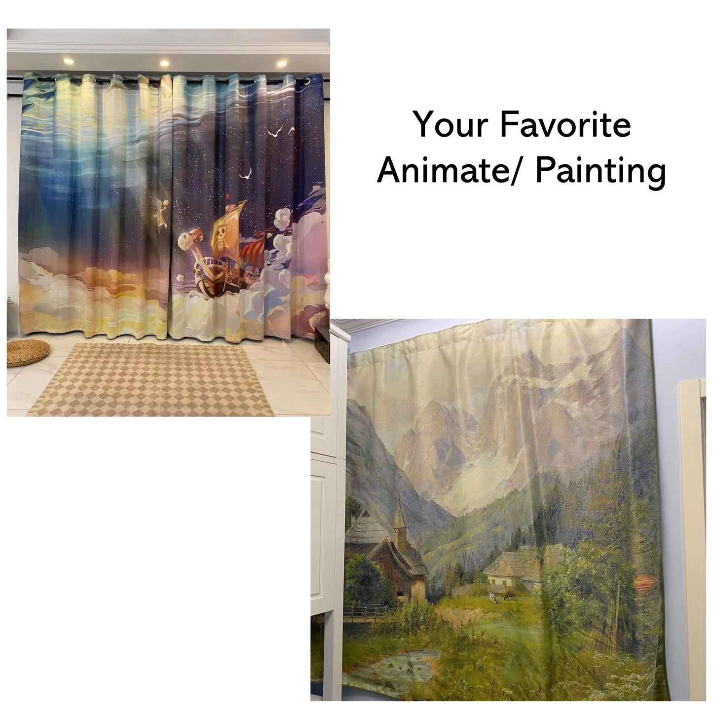 Custom Your Image Business Logo Backdrop Window Curtains Drapery