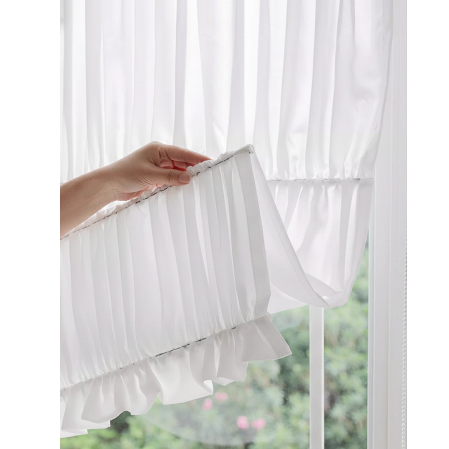 Soft Cloud Draped Aesthetic Ruffled Window Roman Shade