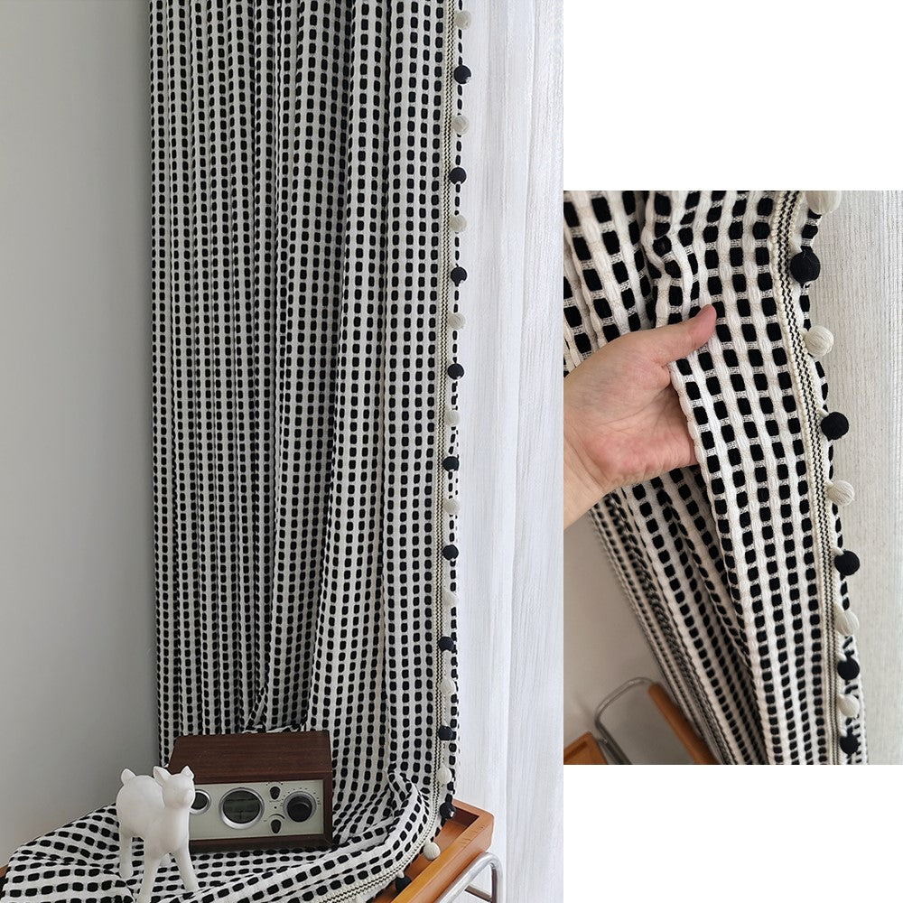 Scandinavian Black and White Monochrome Window Curtains Drapery