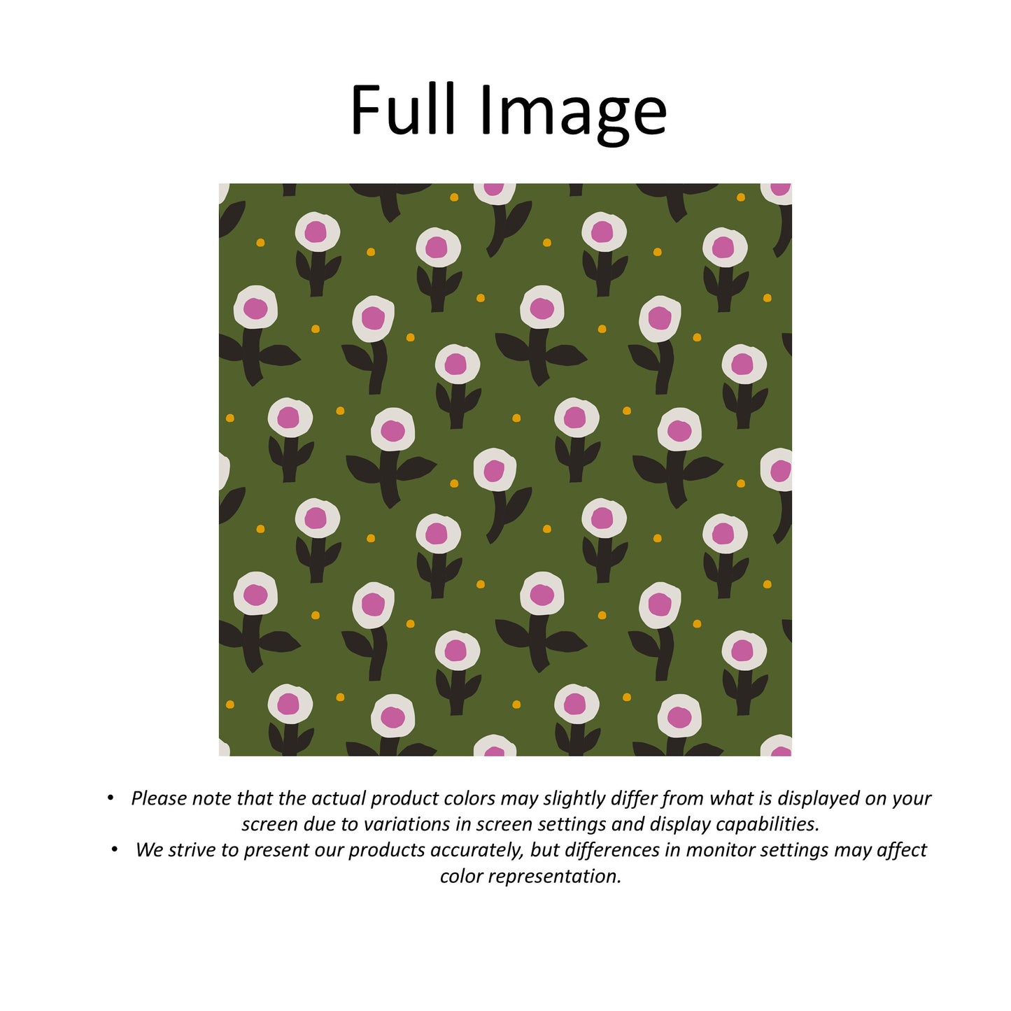 Vintage Olive Green Wildflower Floral Window Roman Shade