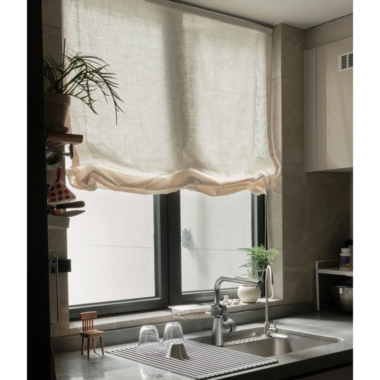Linen Relaxed-Fit Window Roman Shades | Soft Fold, Natural Drape