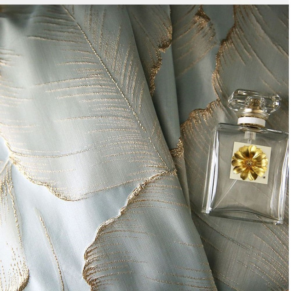 Luxe Vintage French Embossed Gold Leaf Drapery Curtains