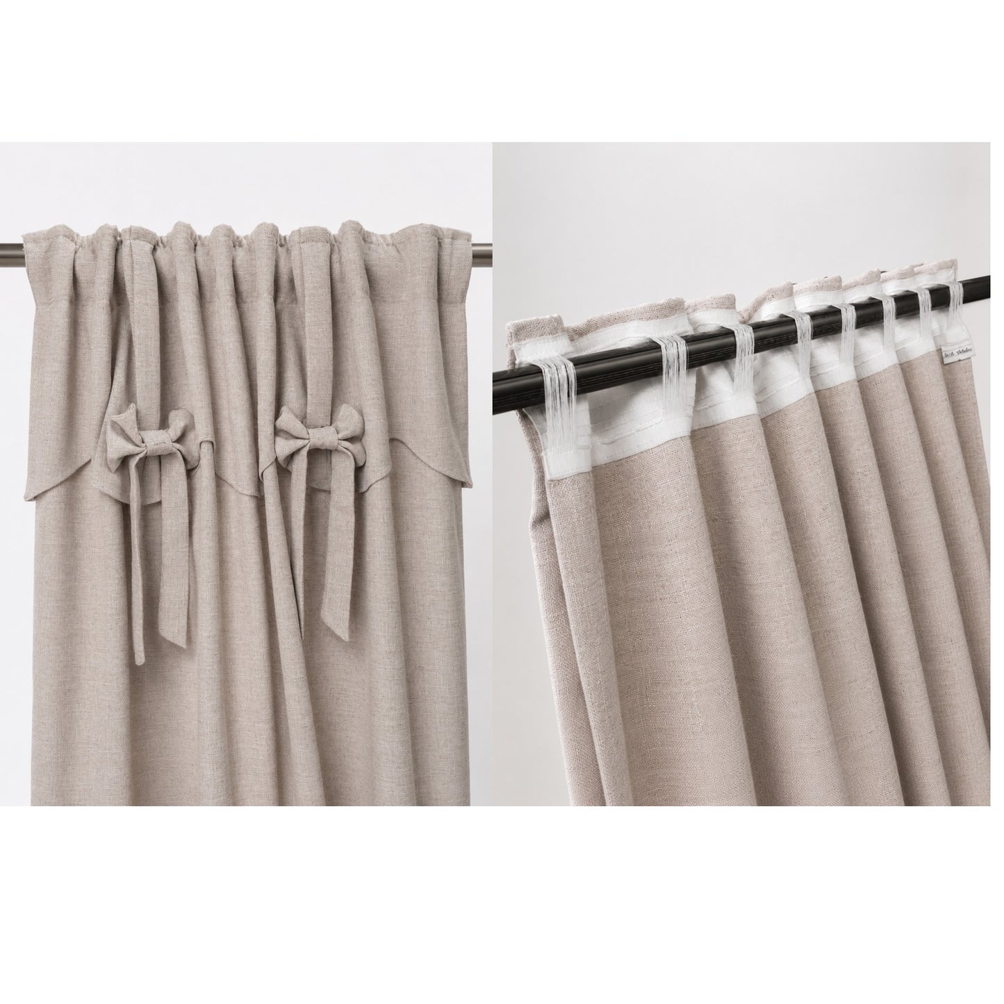 Nursery Bows Shabby Chic Romantic Window Drapery Curtains, Custom Colors Available