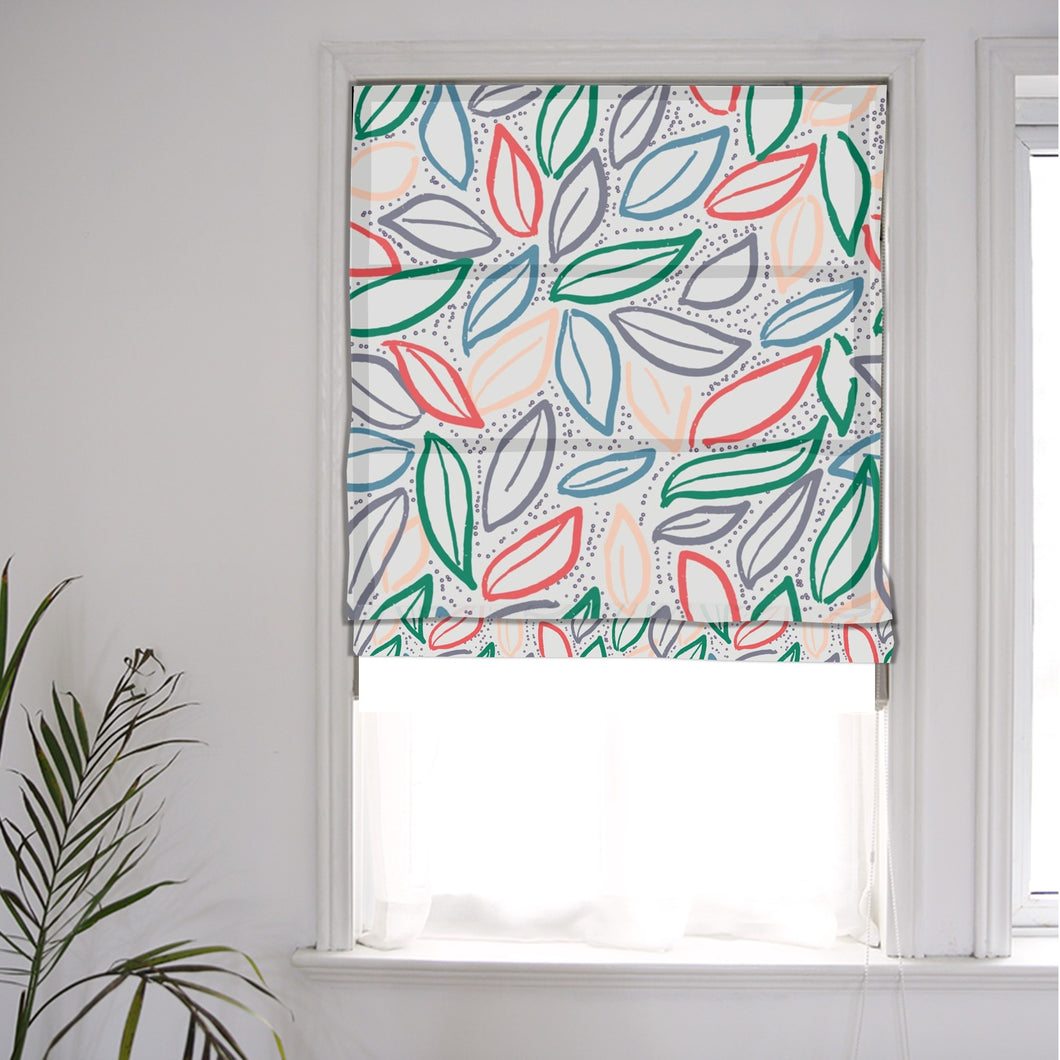 Botanical Leaf Shape Window Roman Shade