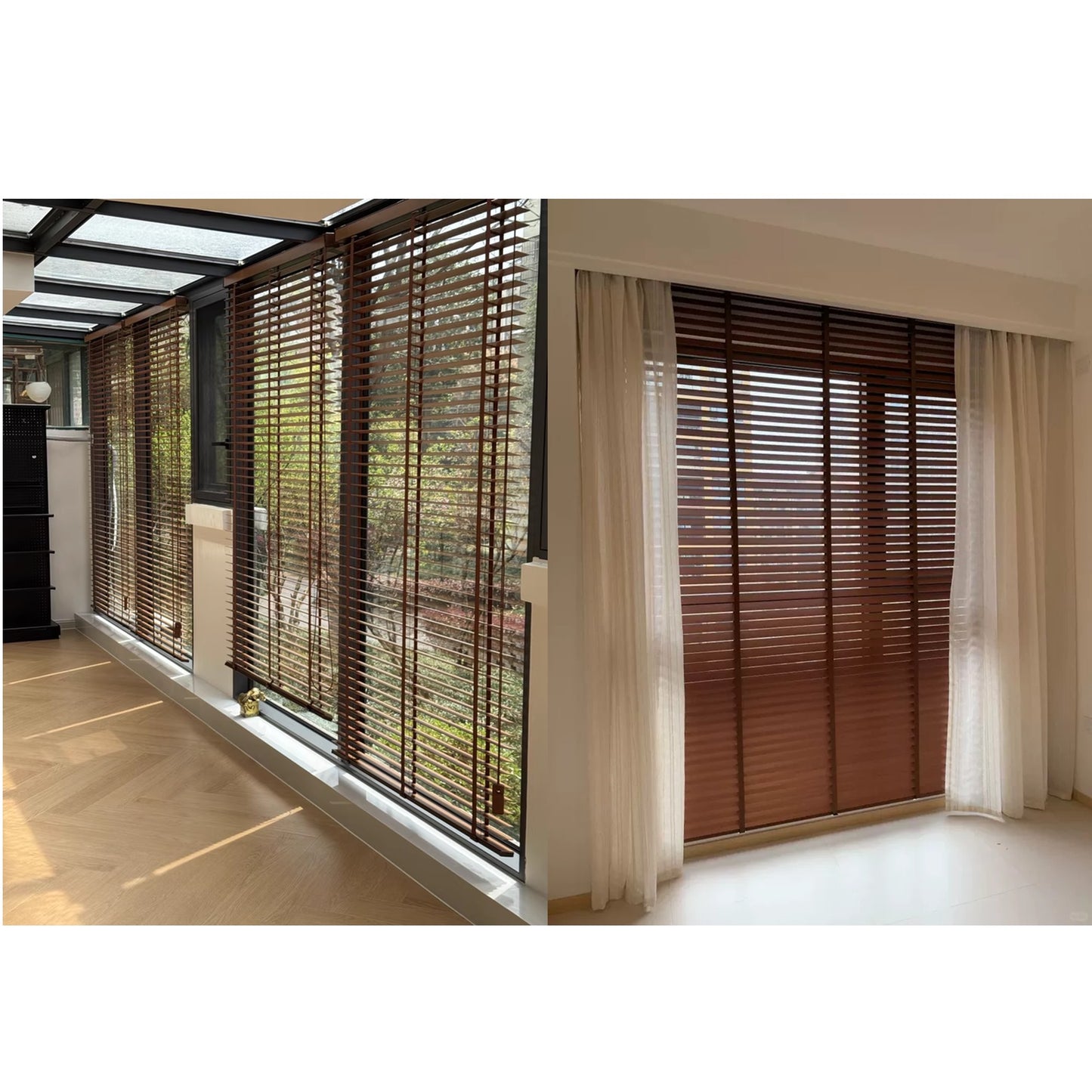 African Whitewood Venetian Blinds | Solid Wood Window Slats with Customizable Color Cloth Tapes & Decorative Straps