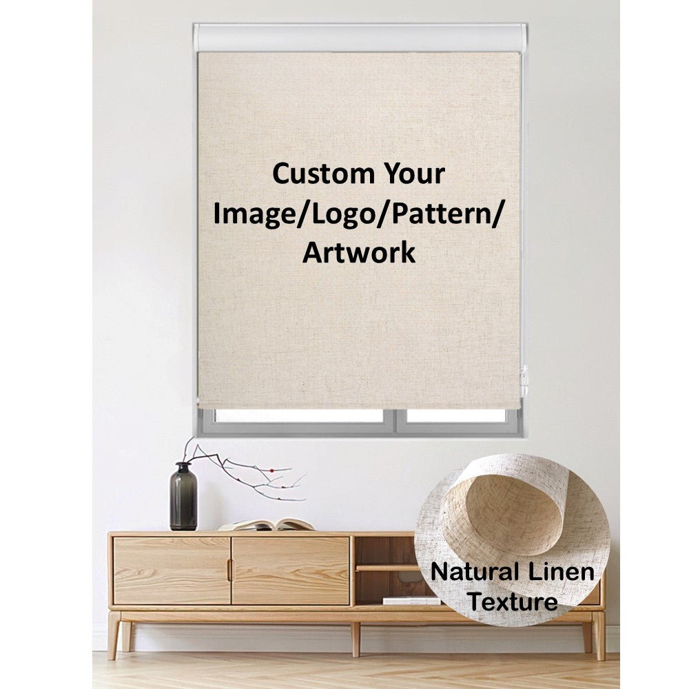 Custom Your Image/Logo Print Linen Blend Natural Texture Window Roller Shade