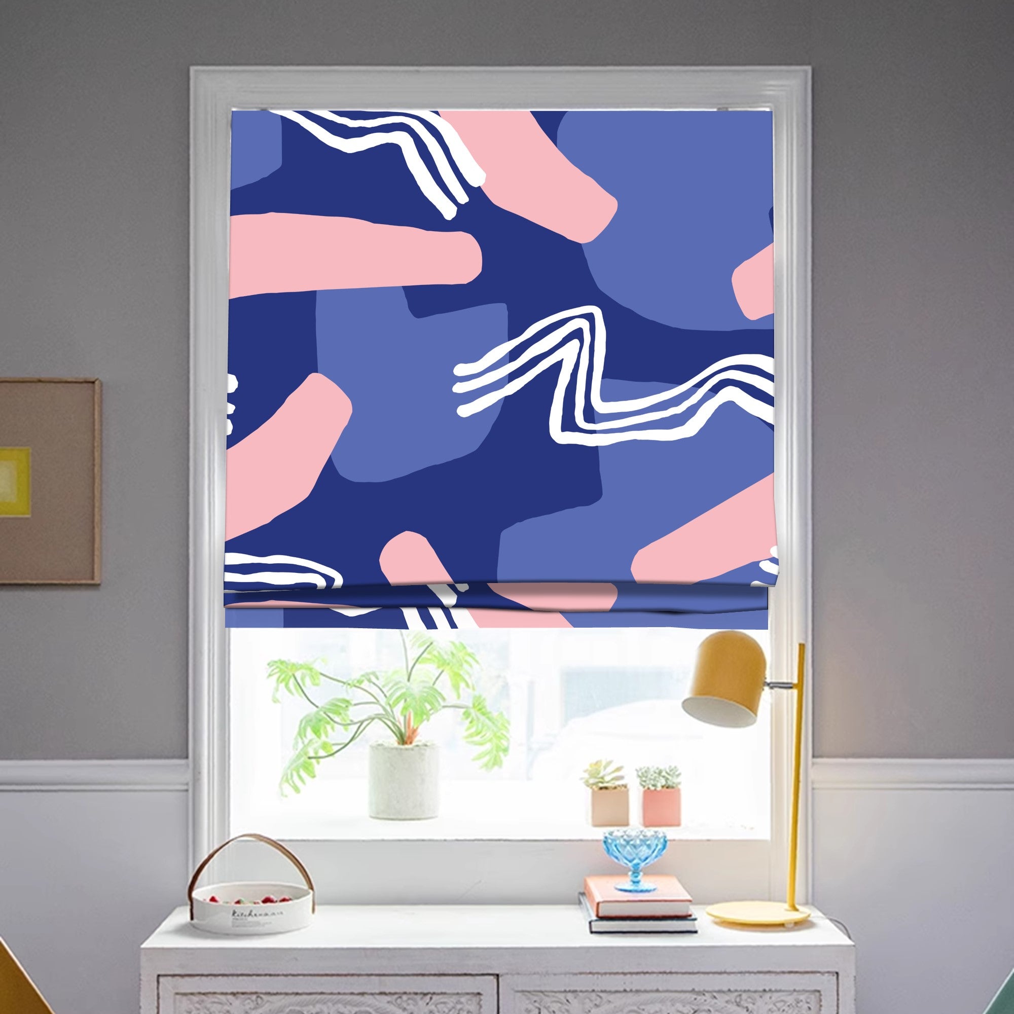 Abstract Pattern Organic Shapes Window Roman Shade – Art Shades