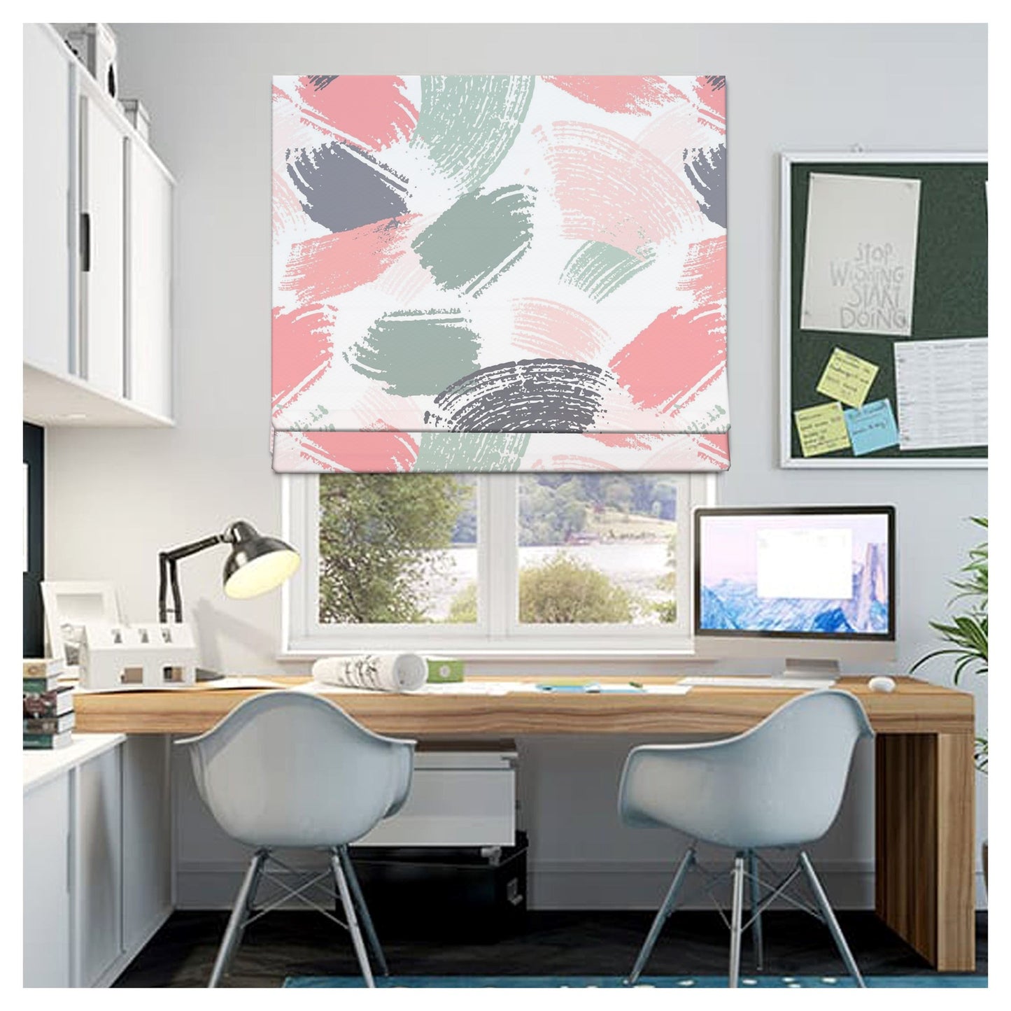 Pastel Brush Paint Window Roman Shade