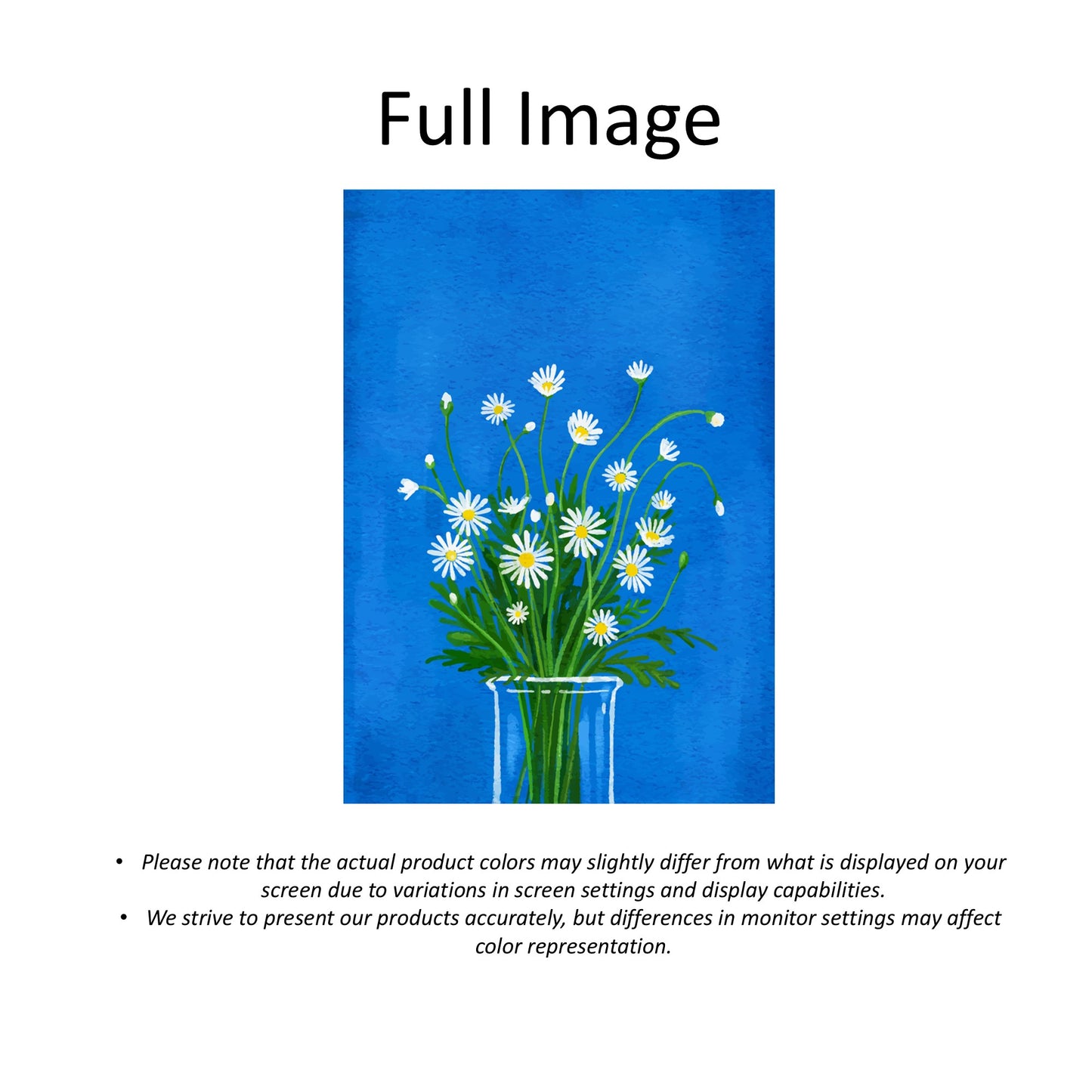 Vibrant Blue Wildflower Daisy Bouquet Window Roller Shade