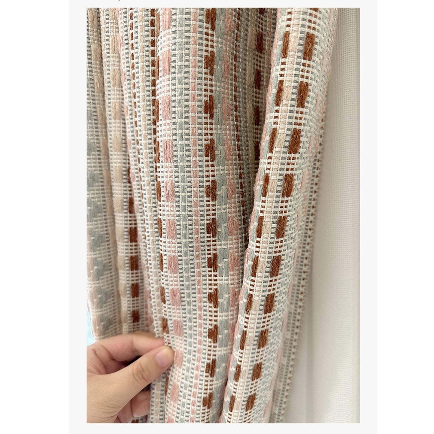 Knitted Pattern Textured Woven Colorful Boho Curtain Window Curtains Drapery