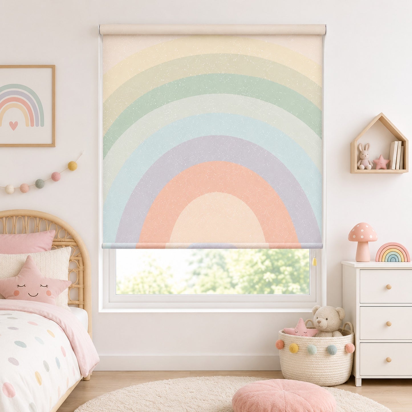 Boho Speckled Soft Pastel Rainbow Window Roller Shade