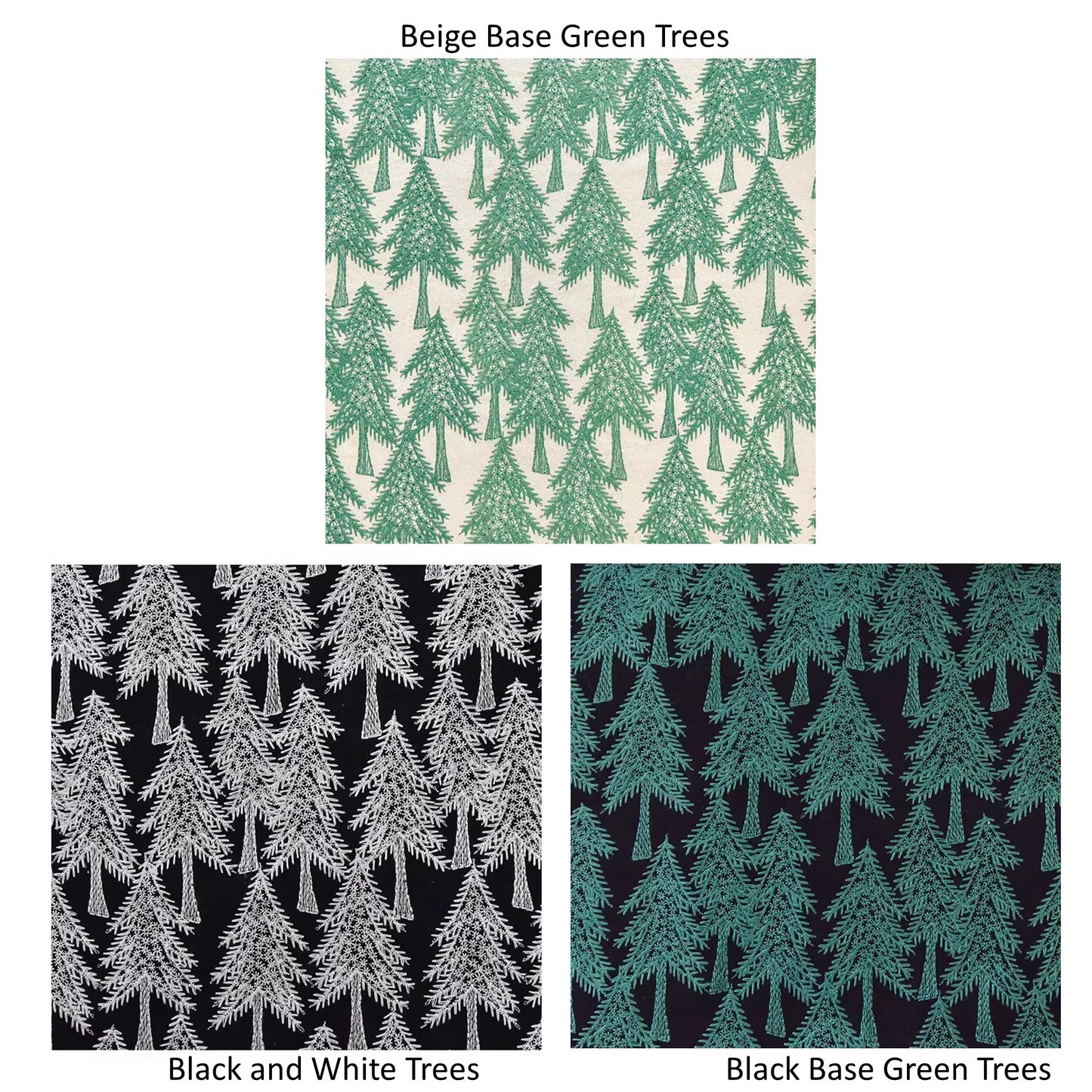 Linen Pine Tree Embroidery Roman Shade