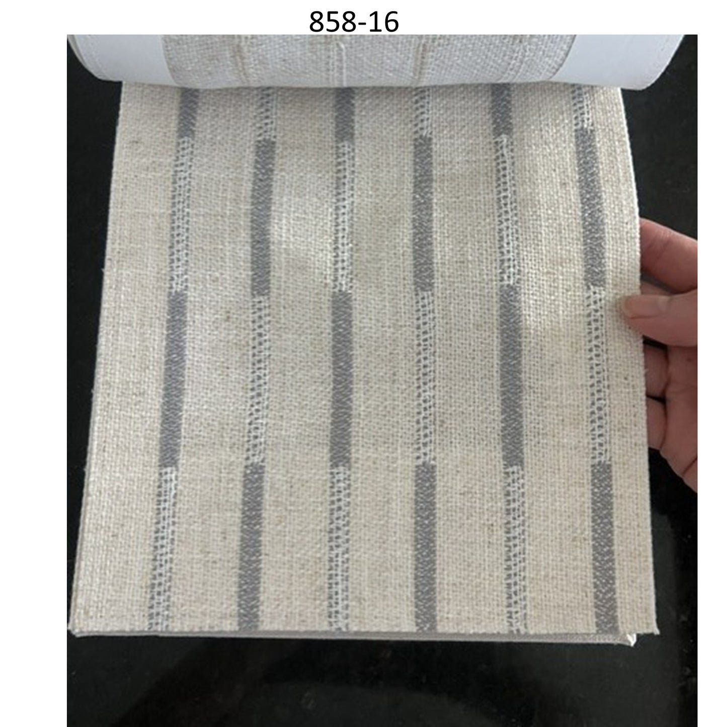 Handwoven Neutral Linen Embroidery Stripe Window Roman Shade