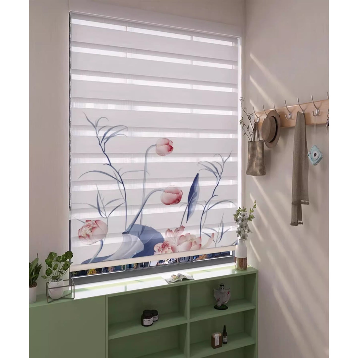 Custom Image Business Logo Personalized Design Dual-Layered Zebra Roller Shades Blinds