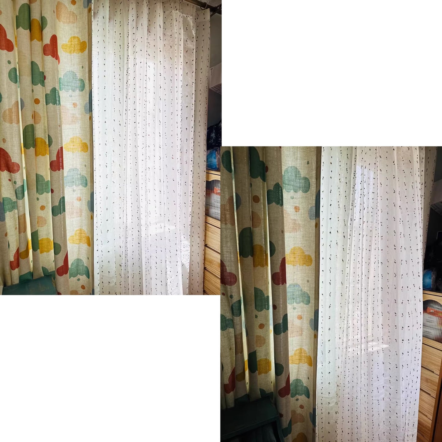 Playful Clouds and Pom-Poms Happy Place Nursery Window Curtains Drapery