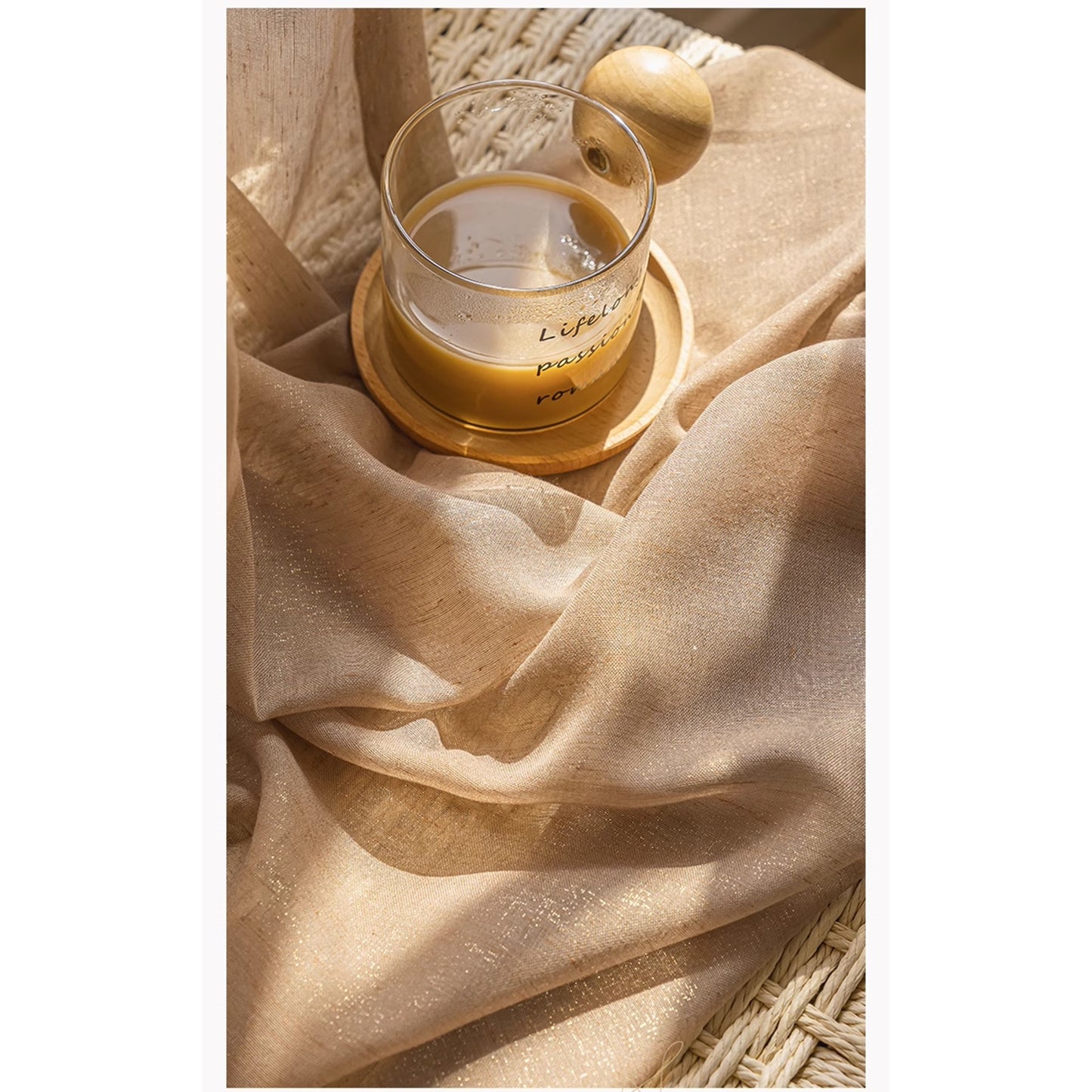 Elegant Golden Hour Sheer Linen Curtain Drapery