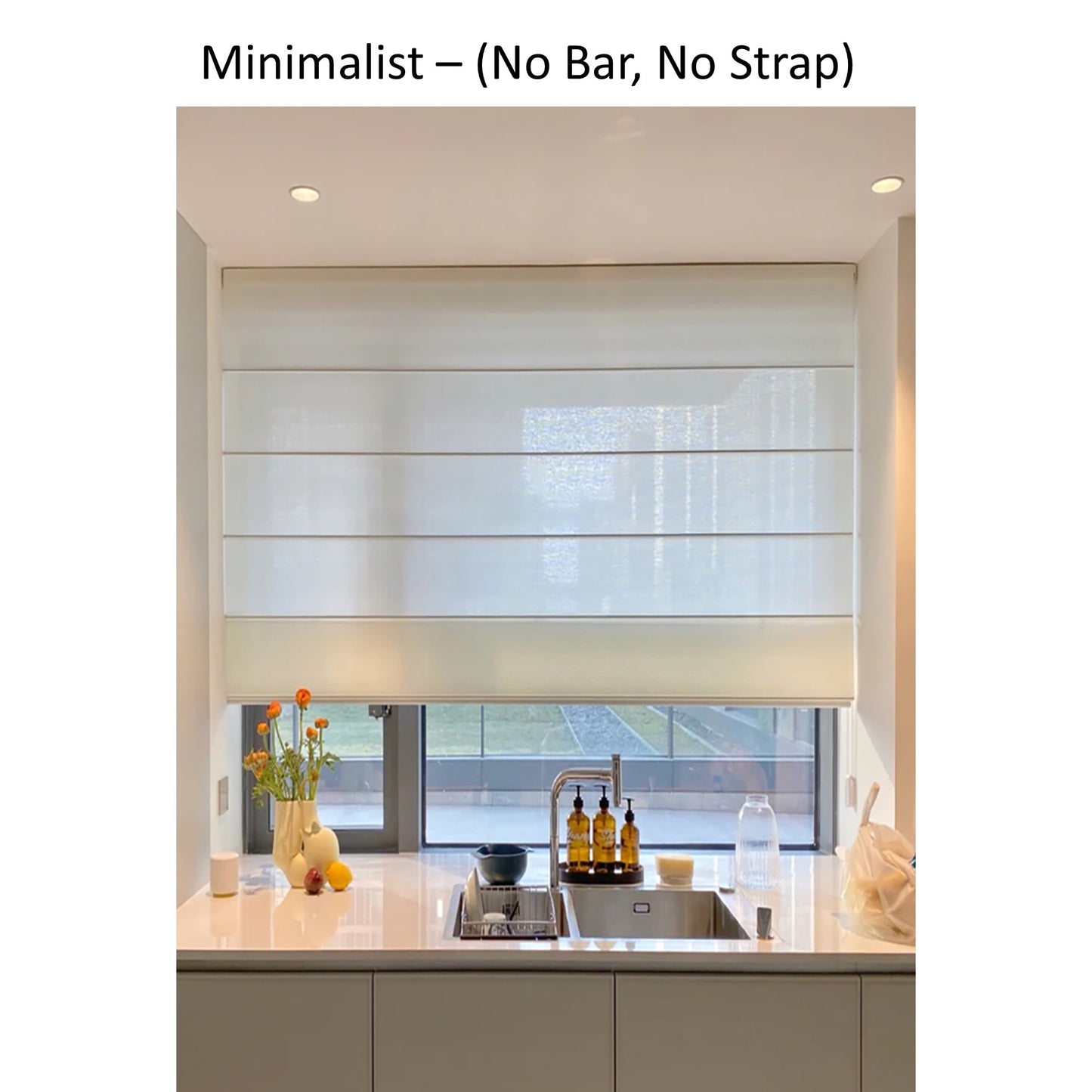 Contemporary Sleek Modern Luxe Metal and Strap Window Roman Shade
