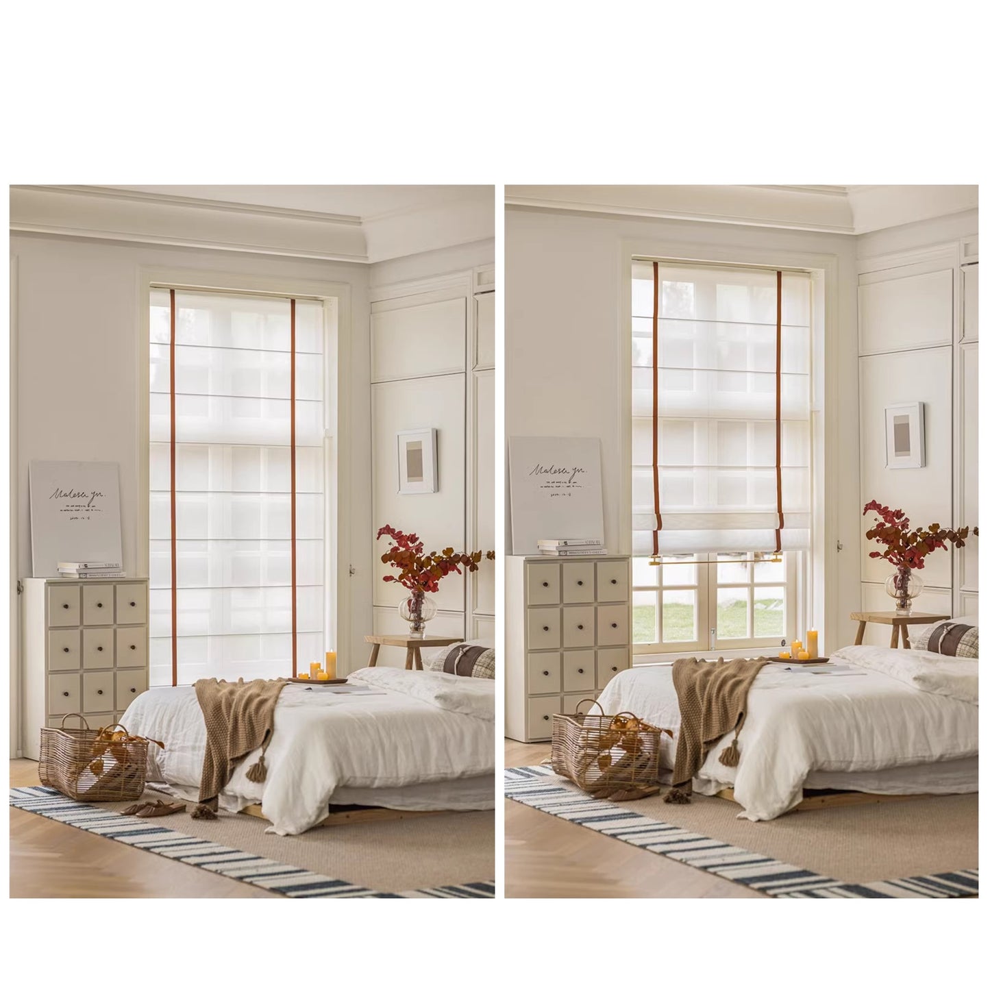 Contemporary Sleek Modern Luxe Metal and Strap Window Roman Shade