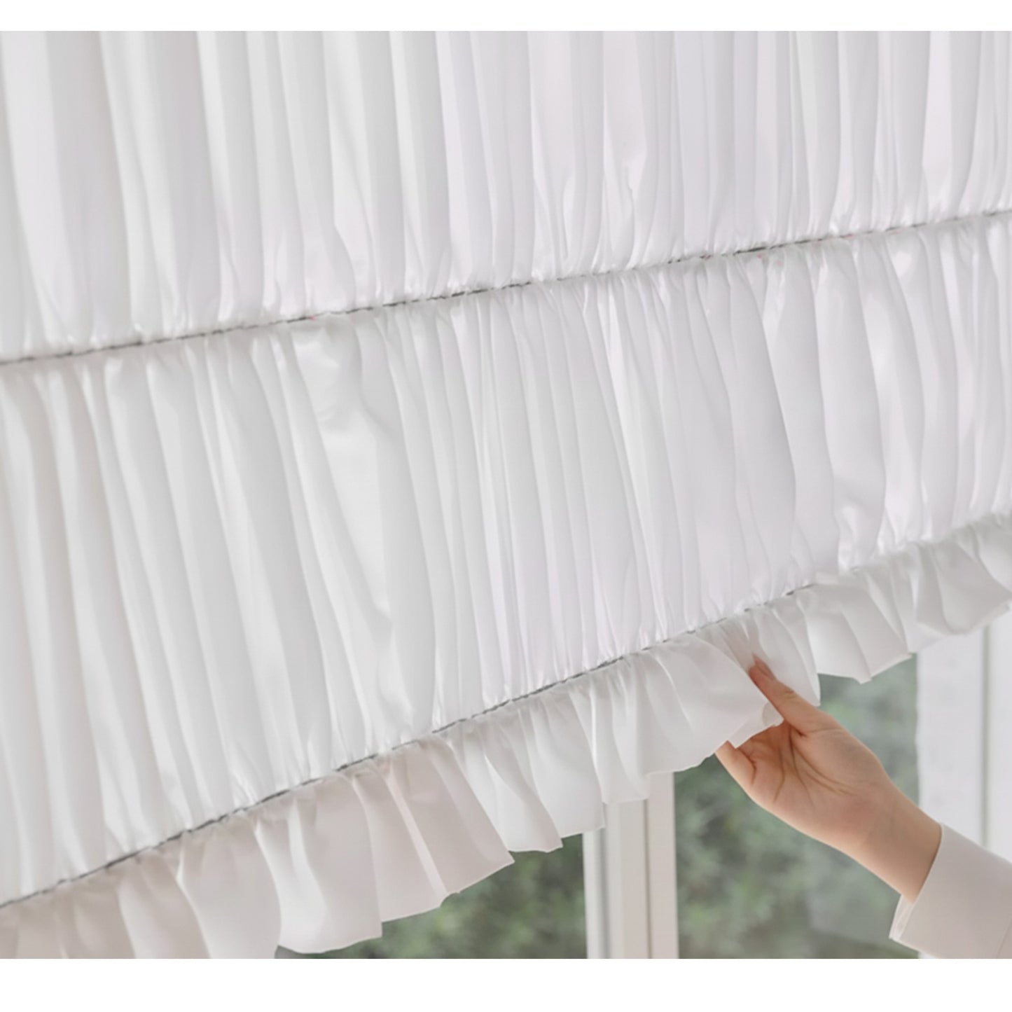 Soft Cloud Draped Aesthetic Ruffled Window Roman Shade