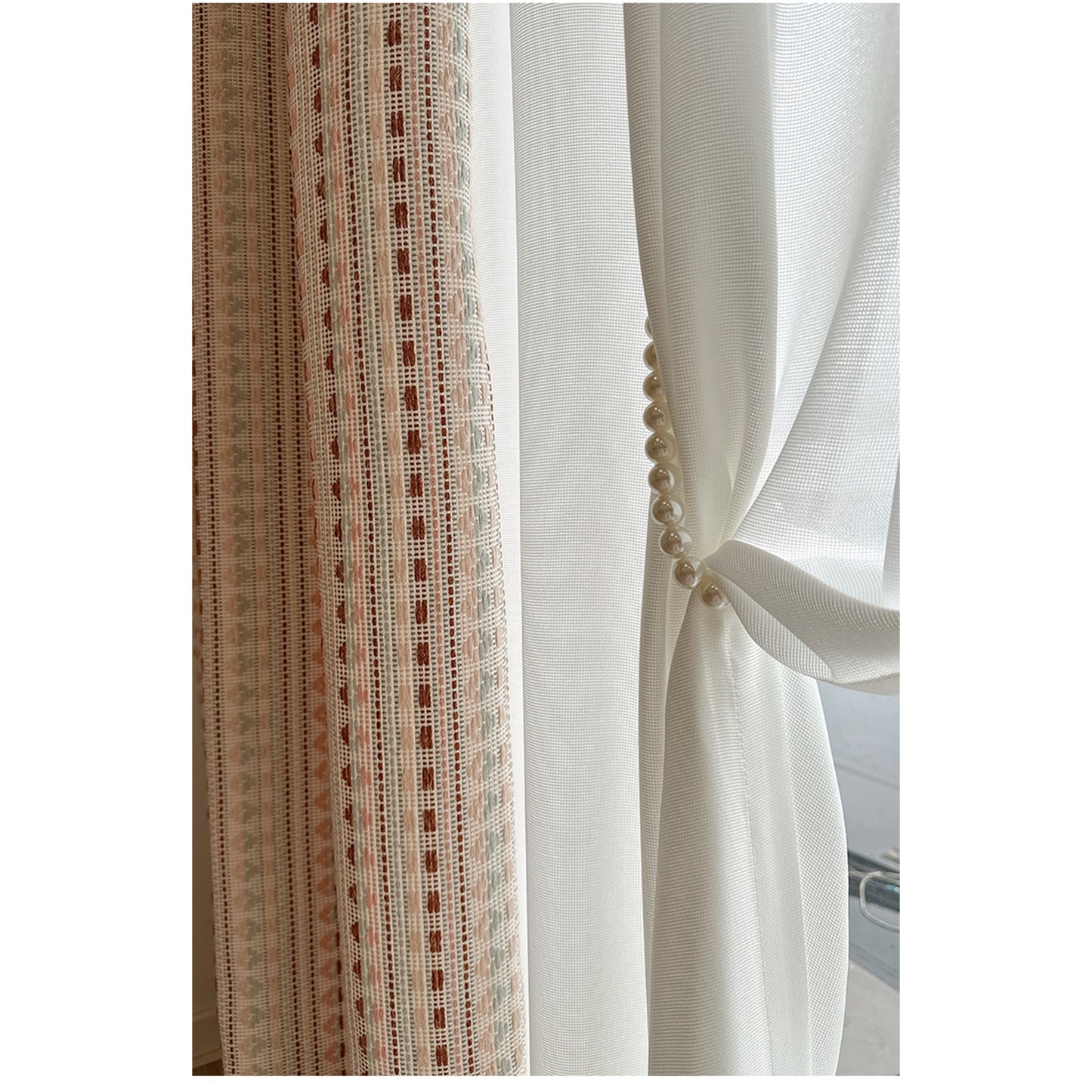 Knitted Pattern Textured Woven Colorful Boho Curtain Window Curtains Drapery