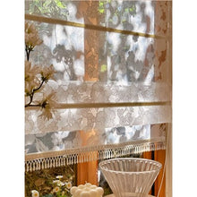 Load image into Gallery viewer, Sheer Vintage Floral Roman Shade with Fringe Trim – See Through Window Blind
