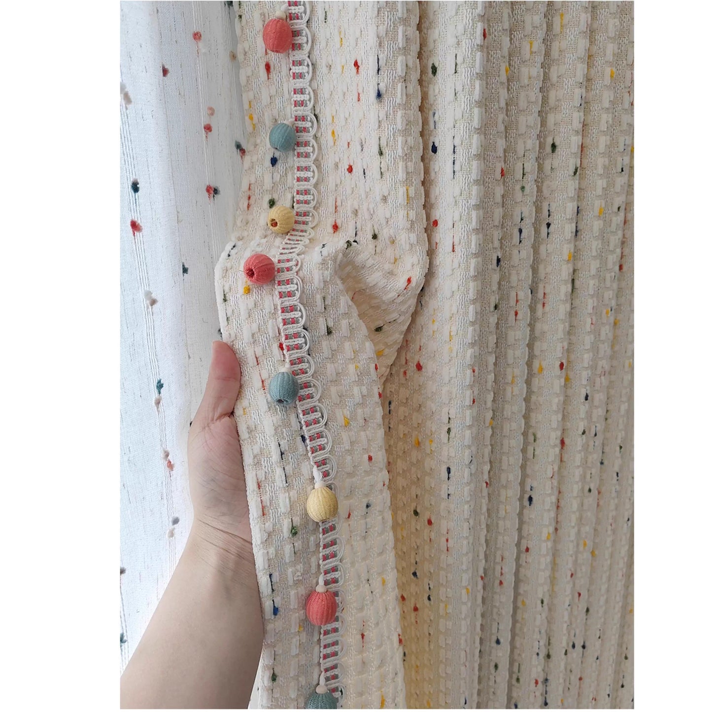 Bonne Nuit Bean Creamy Dopamine Hues Tassel Curtain Boho Drapery