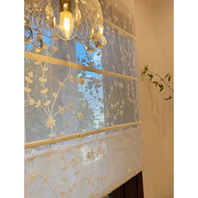 Sheer Daisy Blossom Embroidered Flora Transparent Window Roman Shade