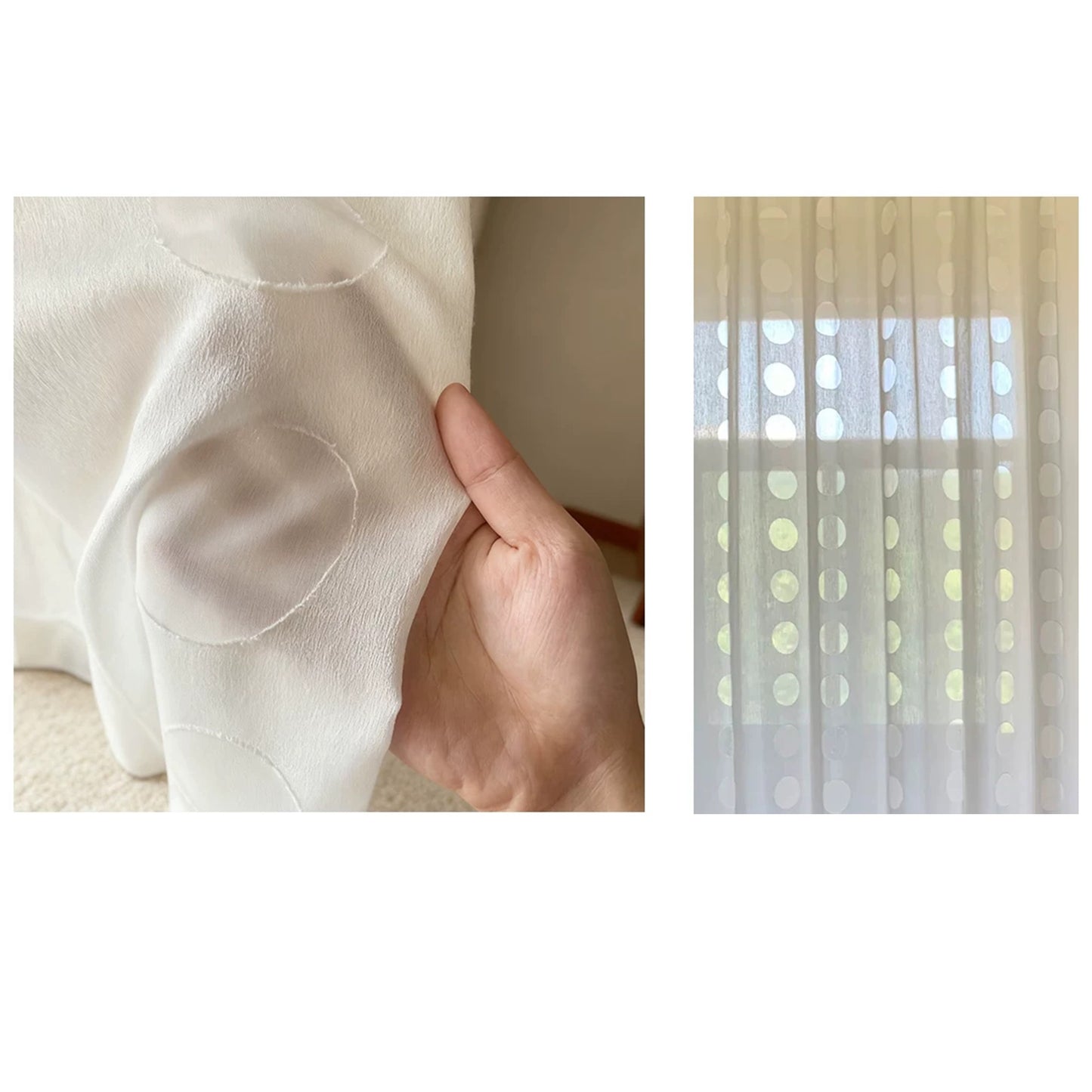 Hollow Circle Embroidered Sheer Curtains Drapery