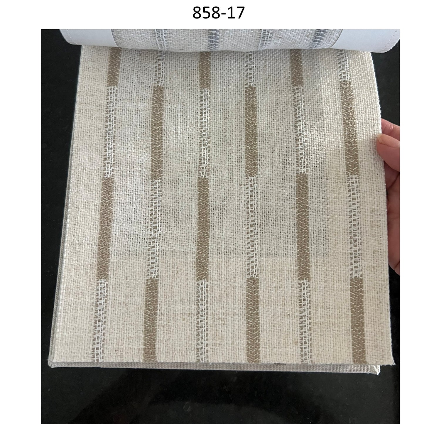 Handwoven Neutral Linen Embroidery Stripe Window Roman Shade