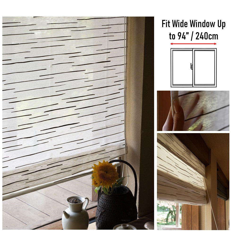 Natural Jute Wood Textured Earthy Window Shade- Top Down Bottom Up Available