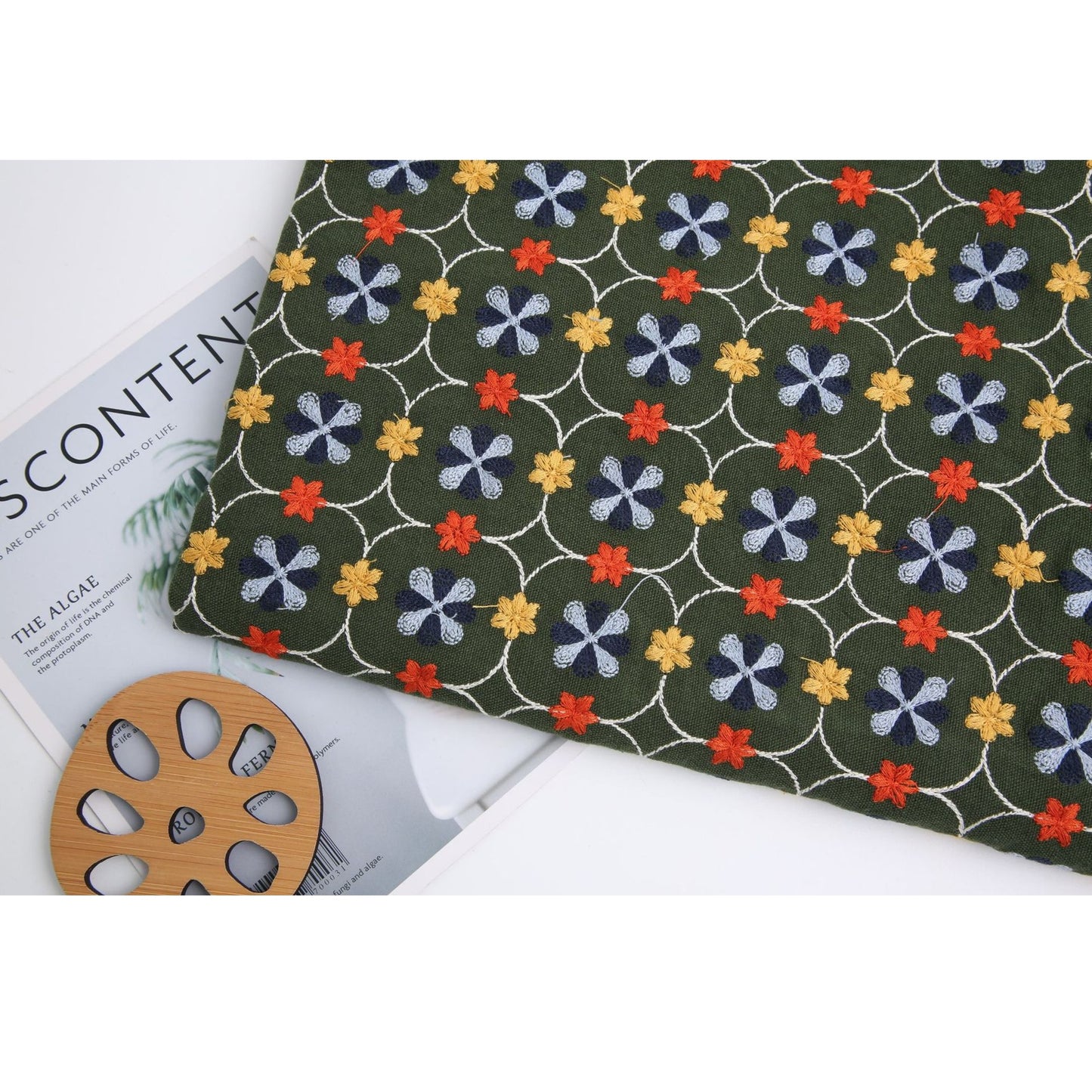Embroidered Geometric Floral Window Roman Shade