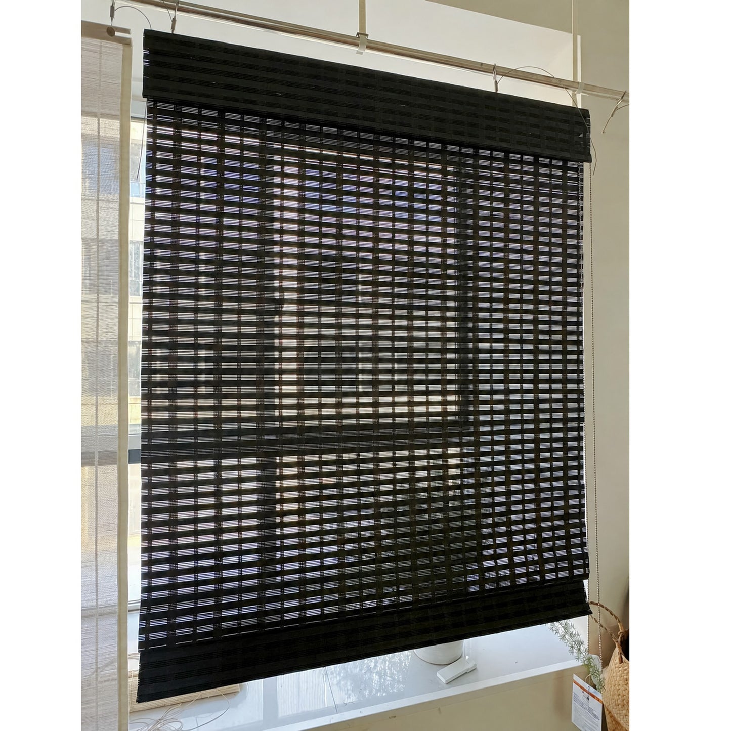 Backlit Dark Bamboo Window Shade (Top Down Bottom Up Available)