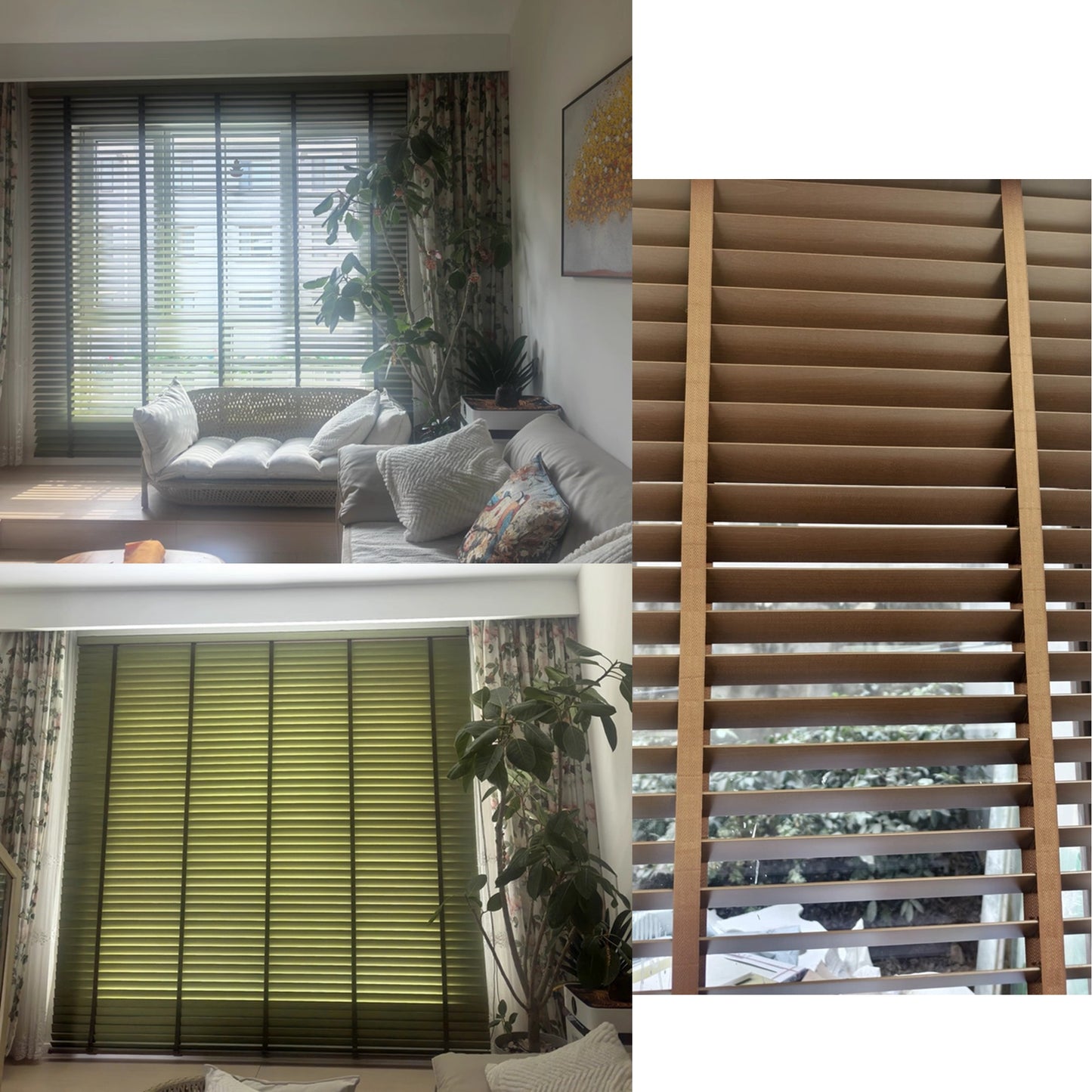 African Whitewood Venetian Blinds | Solid Wood Window Slats with Customizable Color Cloth Tapes & Decorative Straps