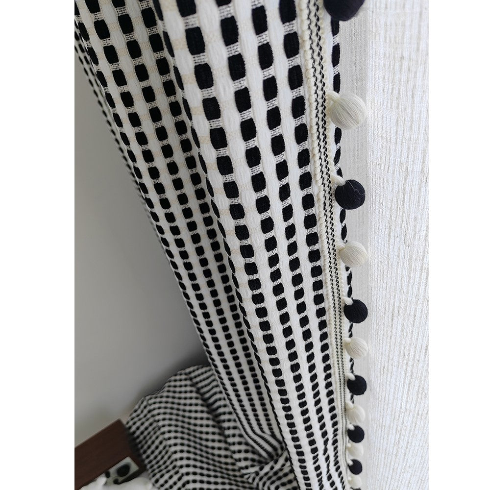 Scandinavian Black and White Monochrome Window Curtains Drapery
