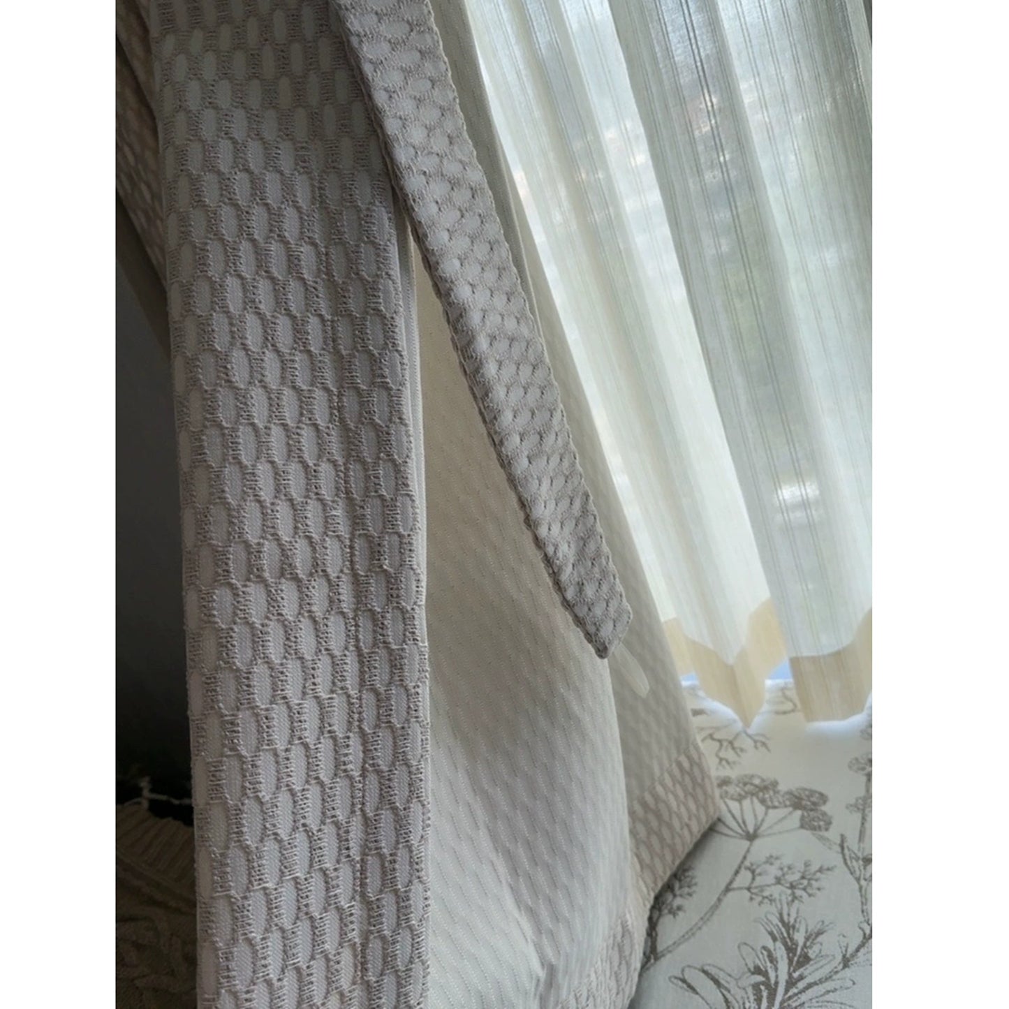 Taupe Wave Wheat Texture French Style Window Curtains Drapery