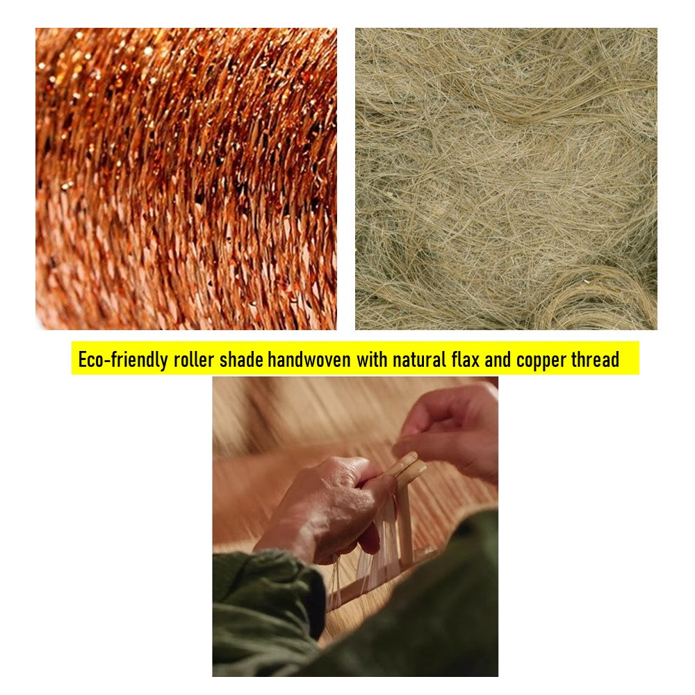 Natural Flax and Copper Weave Window Shade (Top Down Bottom Up Available)